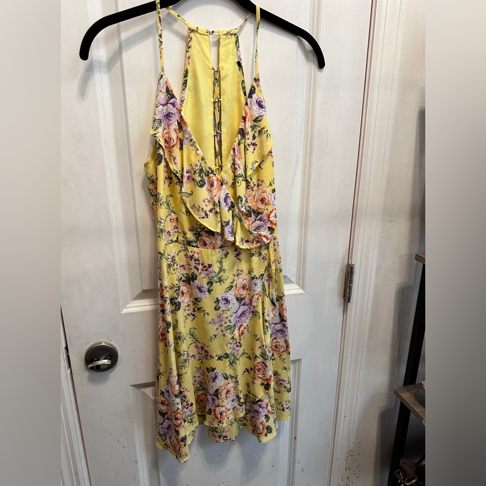 Yellow Floral Mini Dress